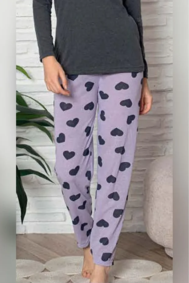Ecodream Uzun Kollu Desenli Ekonomik Kadın Pijama Takımı - 4