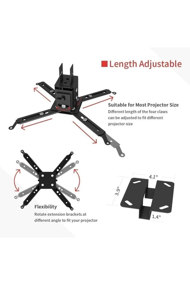 Universal Projector Ceiling Mount for Projectors with Adjustable Height and Extendable Arms Mount fo - 4
