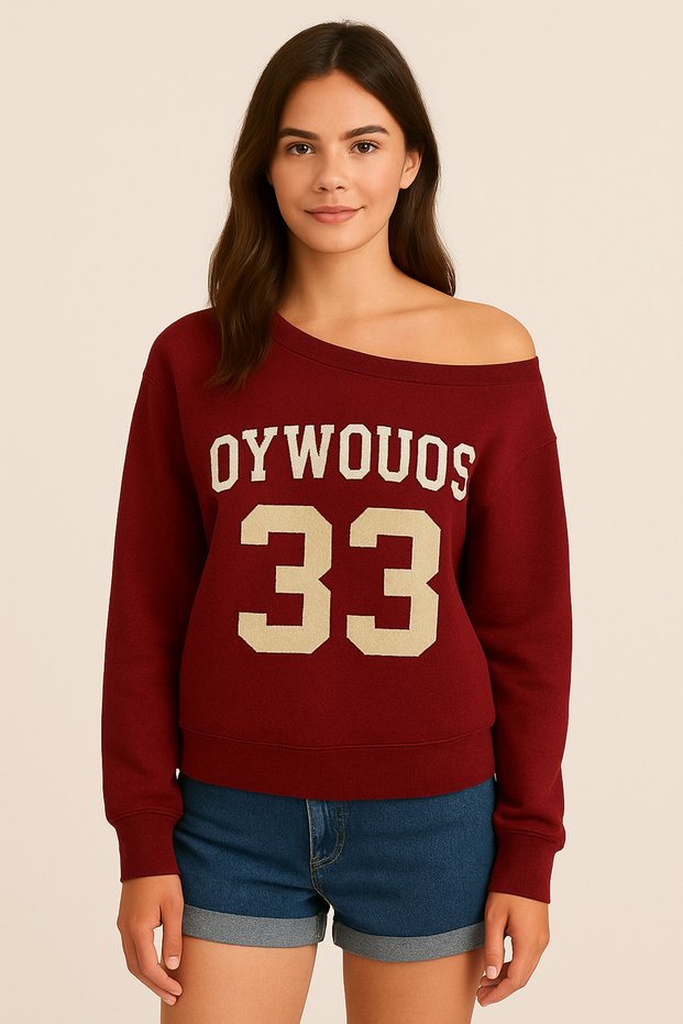 Women's Gray Oywouos 33 Printed Boat Neck New Season Sweatshirt