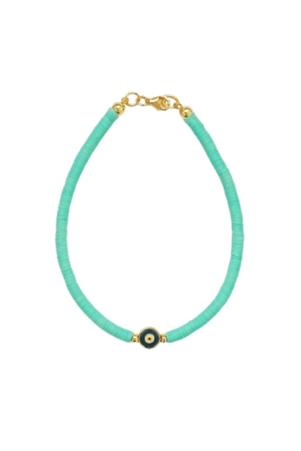 Ankle bracelet with protective eye and gold elements