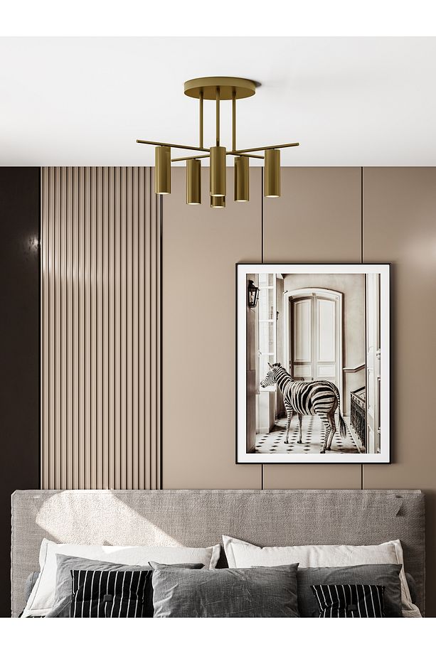 ZENİX Eskitme Metal Gövdeli 6'lı Spot Led Avize – Gu10 Duylu - 1