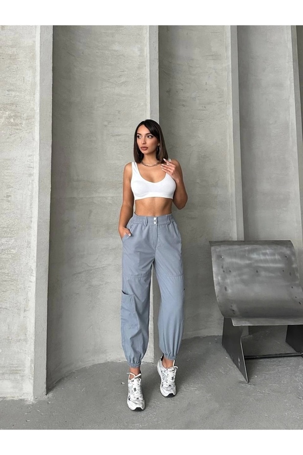 Jogger lastik paça pantolon - 3