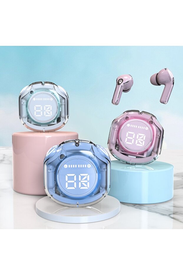 TWS-EM-AIR39 Smart Bluetooth Earbuds 5.3, LED Display, Low Latency 25 ms, iOS + Android, Silver - 2