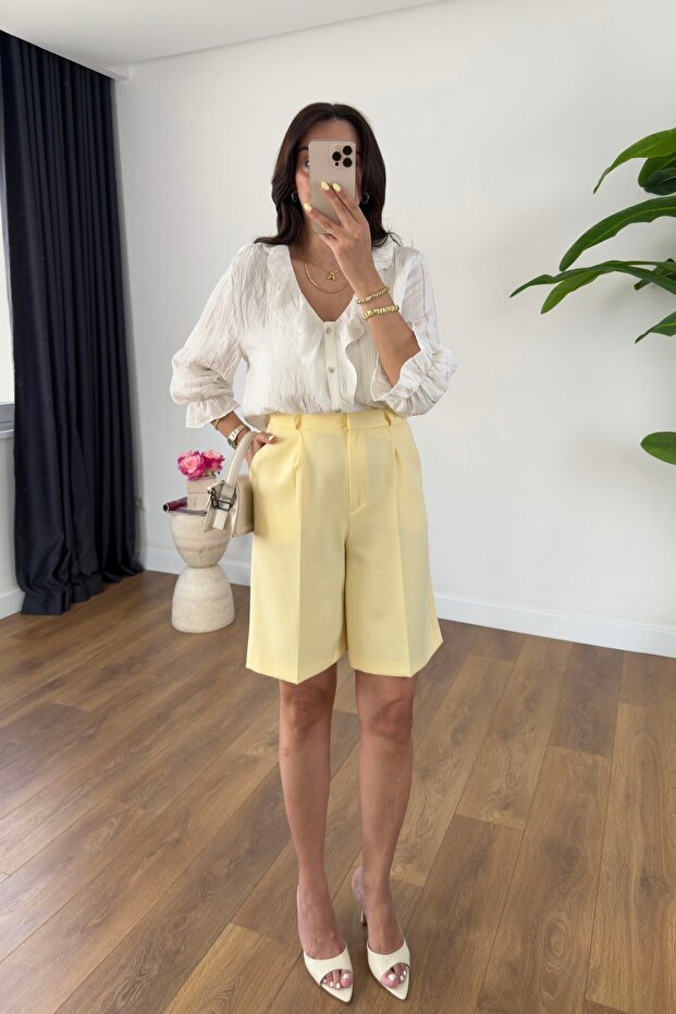 Lune Sarı Şehir Boy Şort - 1