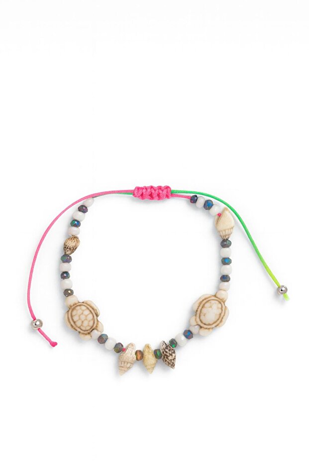 Adjustable ankle bracelet – turtle and shell pattern - 1