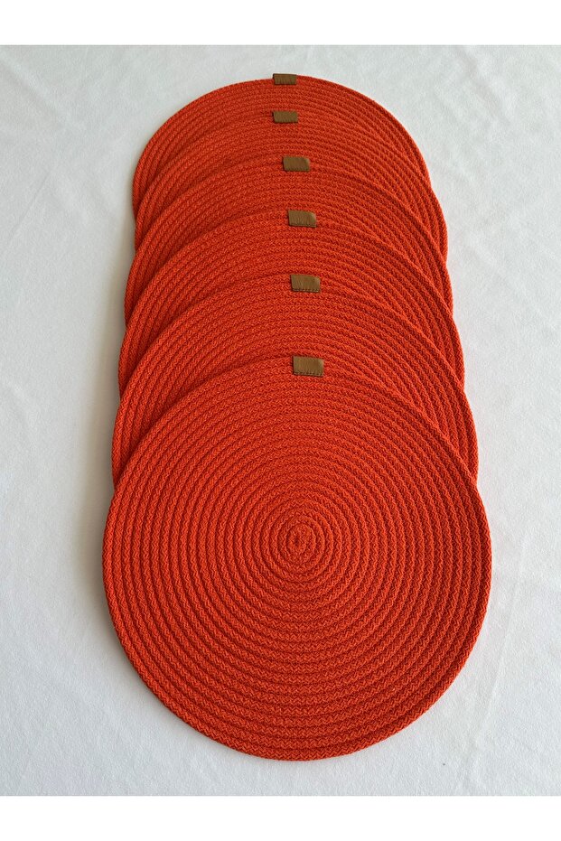 Round Placemat, Table Decor Supla Orange 33cm Set of 6