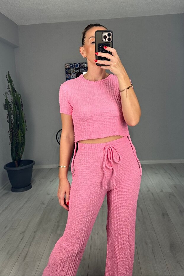 Bubble Crop Pants Set - 8