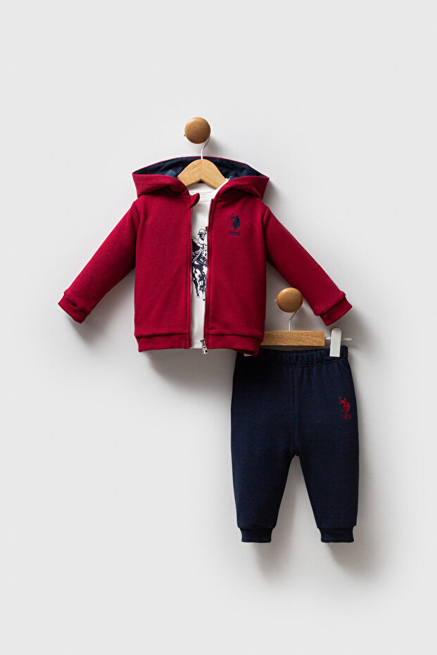 U.S. Polo Assn Baby Boy Burgundy Set