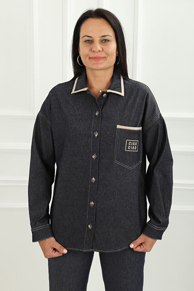 Kadın Denim Gömlek Ceket - 6