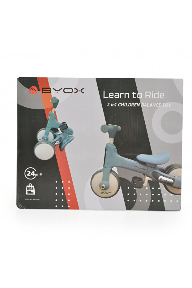 Tricicleta pentru copii Learn to Ride Albastru 2 in 1 cu pedale, transformabila, structura usoa - 2