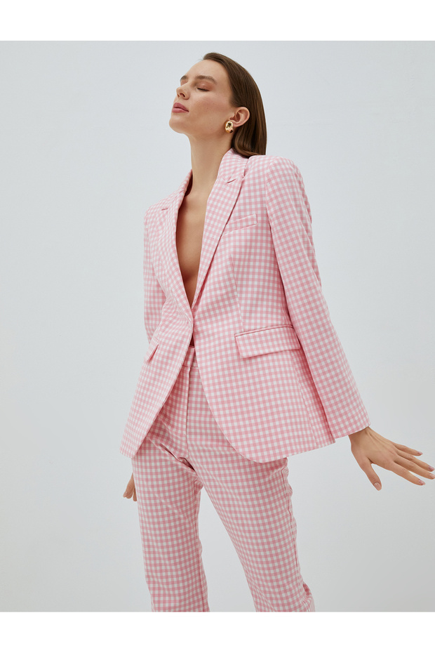 Pocket Detail One Button Blazer Jacket