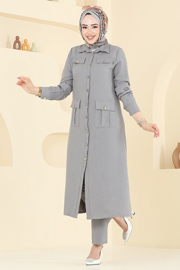 Cep Detaylı Sofia Takım 23026UKB139-MS Gri - 3