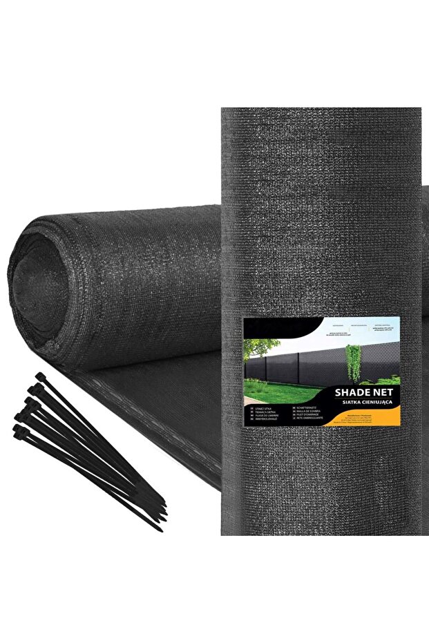 Shade and privacy net for fence, 1.5m width, 25m length, 185g density, gray - 2