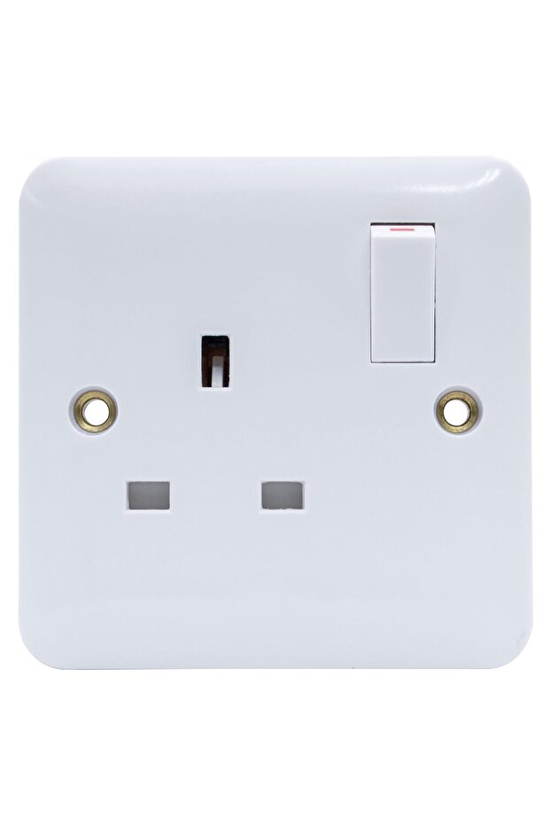AC 250V Garage & Shop 13A UK Single Pole 1-Gang Switched Wall Socket Outlet