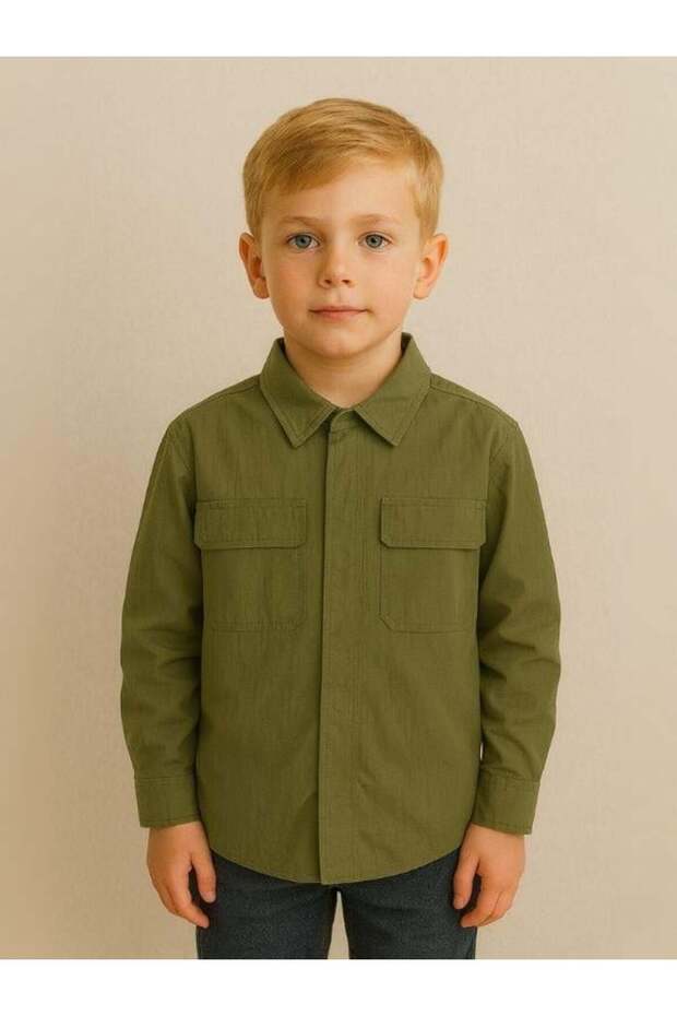 Boy's Parachute Fabric Shirt with Snap Pocket