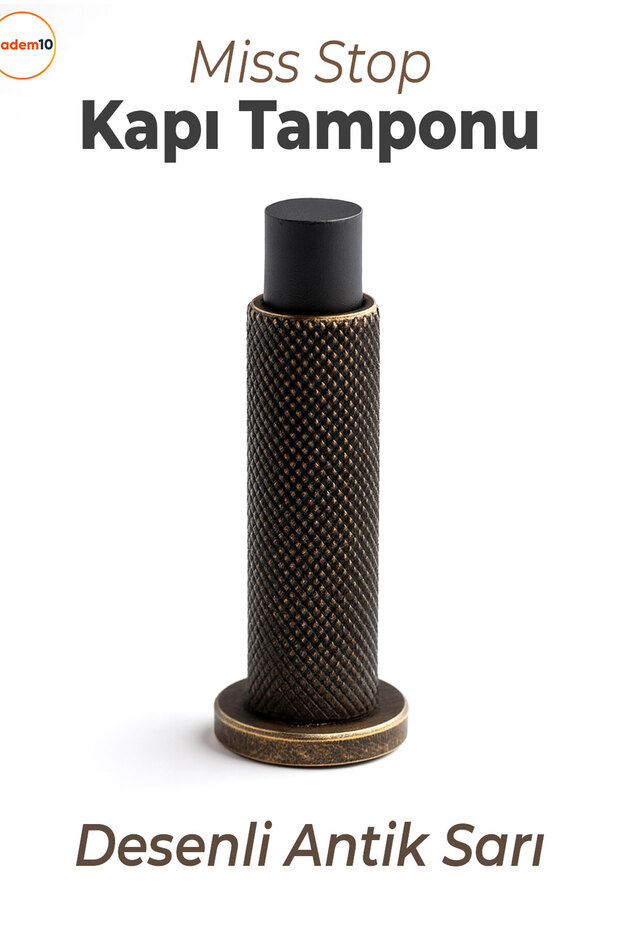 Kapı Stoperi Tamponu Antik Sarı Vidalı Metal Tutacağı Tutucu Kapı Arkası Duvar Kolu Stopu Takozu - 1