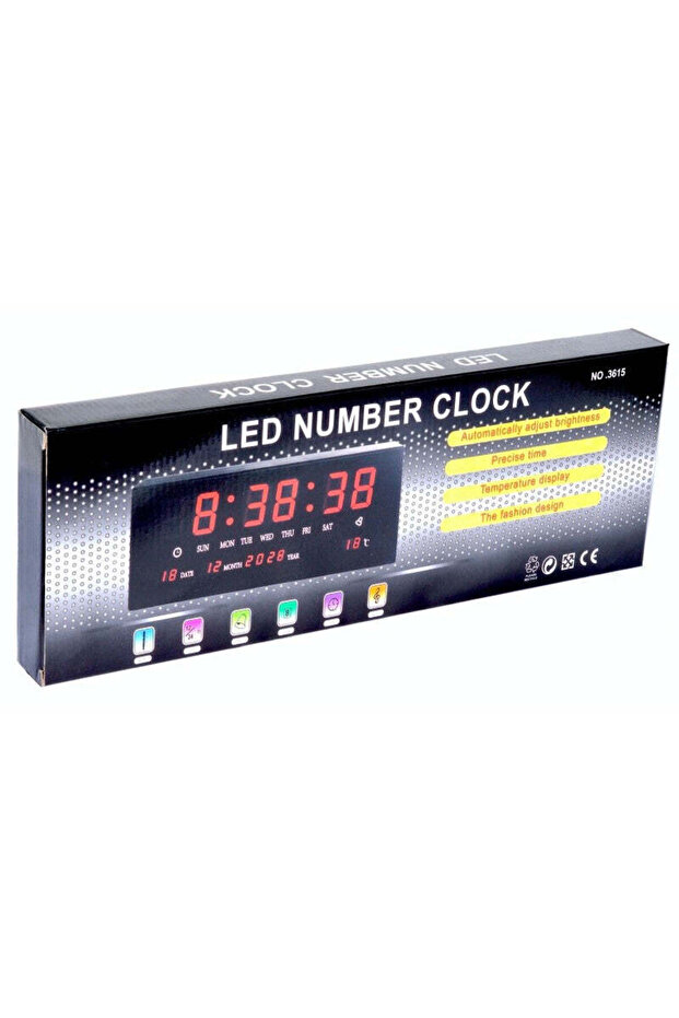 Electronic Wall Clock Red Light NO-3615D - 5