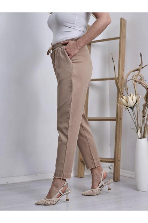 FELİX11721 Paça Püsküllü Camel Bilek Paça Pantolon - 1