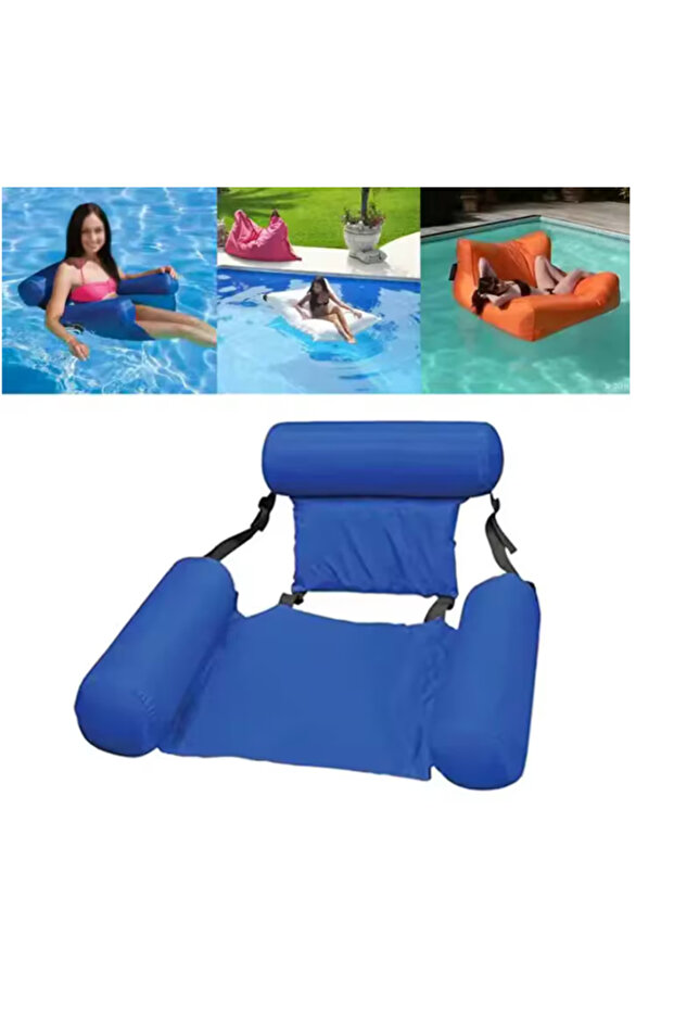 Inflatable floating armchair with red backrest - 2