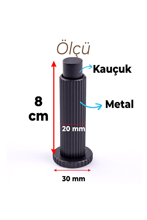 Kapı Stoperi Tamponu Çizgili Siyah Vidalı Metal Tutacağı Tutucu Kapı Arkası Duvar Kolu Stopu Takozu - 3