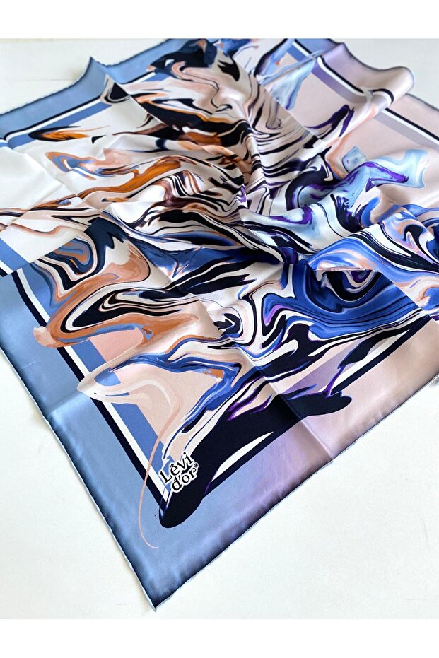 Tivil Silk Scarf 35001 Lilac Blue Mixed Pattern