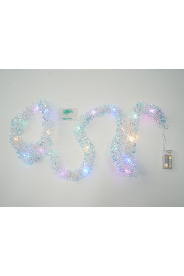 Christmas tinsel with LED, Multicolor, simple, 2 m x 5 cm, PVC, String, Artificial, - 5