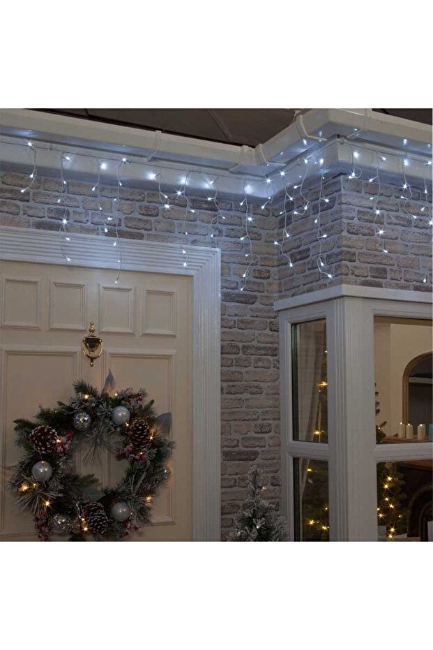 Christmas Installation, 11 m, 360 LEDs, Fringes, Cold White, Flash, Transformer with remote control, Inte - 5