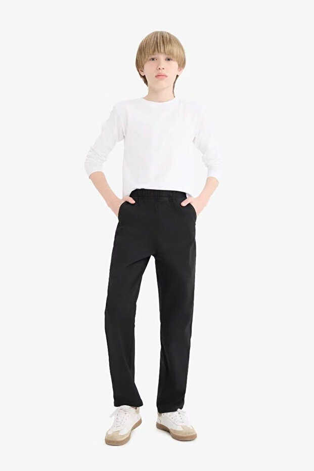 Straight Leg Gabardine School Black Boy's Trousers T8850A6/Bk81