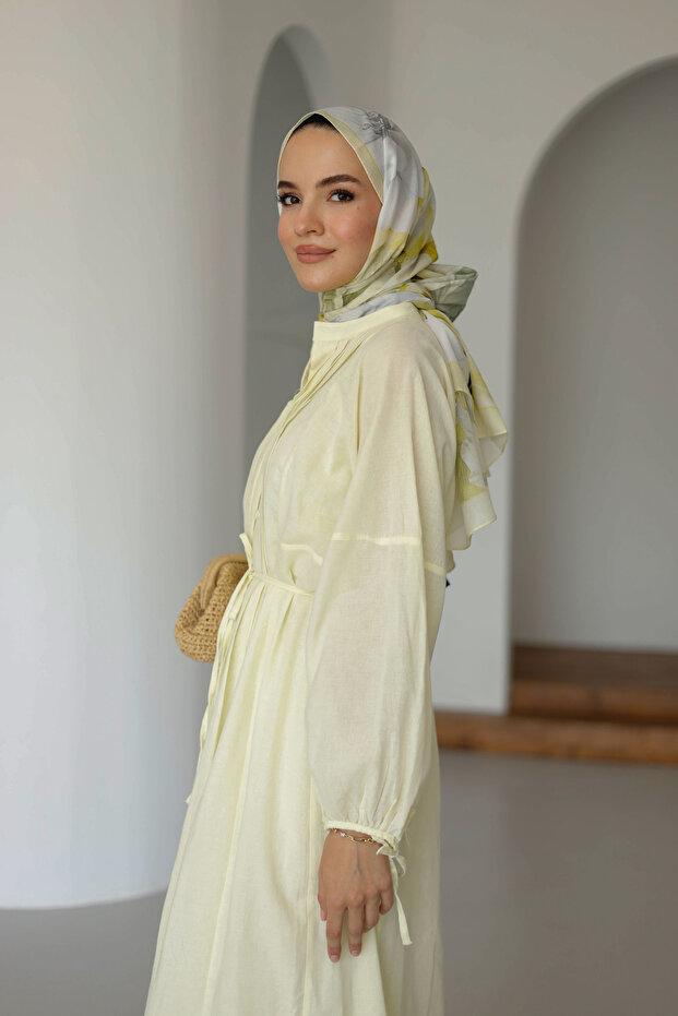 NERVÜRLÜ PAMUK KETEN ELBİSE ASTARLI - 3