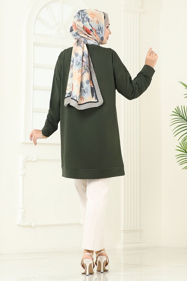 Çiçek Detaylı Tunik 2702AYD574-MS Haki - 4
