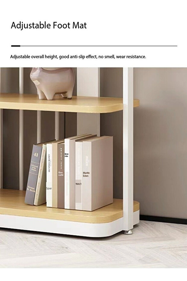 4-tier desktop bookshelf and display rack, space-saving floor standing design 100x35x200 cm - 6