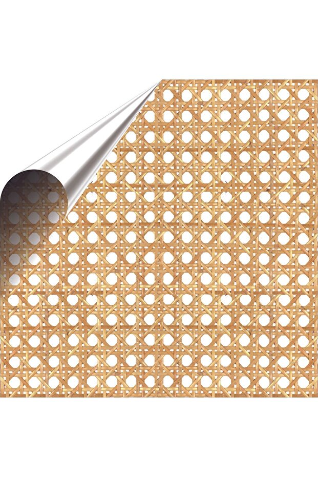 Hasır Görünümlü Dolap Kapağı Kaplama Folyosu Hazeran Hasır Kendinden Yapışkanlı Folyo 60cm X 100cm - 3