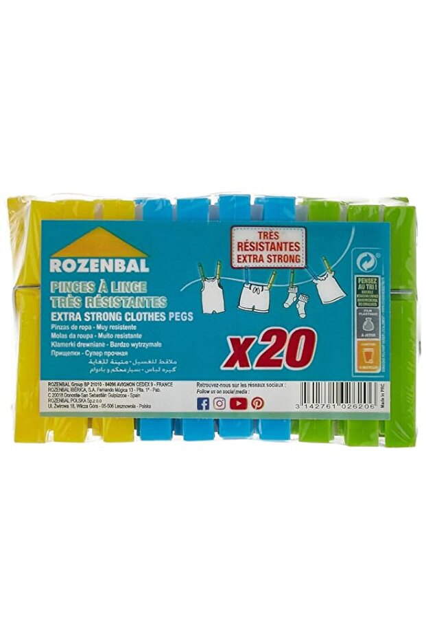 Rozenbal 20 Unbreakable Moplen Plastic Pegs