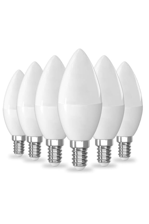 E14 LED Light Bulb Cool White, 40W SES Bulb Equivalent Candle Bulb, 5W 545lm 6500K 160°Beam Angle C37 Screw Light Bulbs, Non-dimmable, Pack of 6