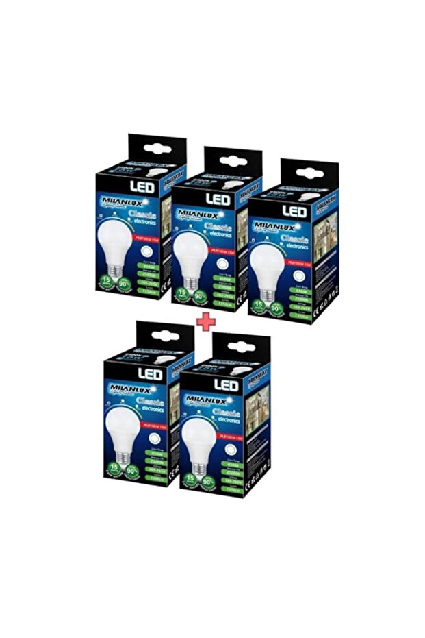 LED Bulb, Non-Dimmable, 1350 Lumen, Day-Light White (6500), 15W = 100W, E27 Base, BUY 3 GET 2 FREE