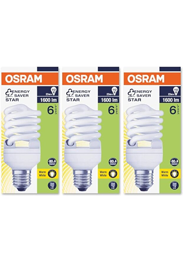 Osram Duluxstar Mini Twist Compact fluorescent integrated, Spiral Shape 23 Watt Screw - Base- E27, 1600 lm (Pack of 3) -Warm White