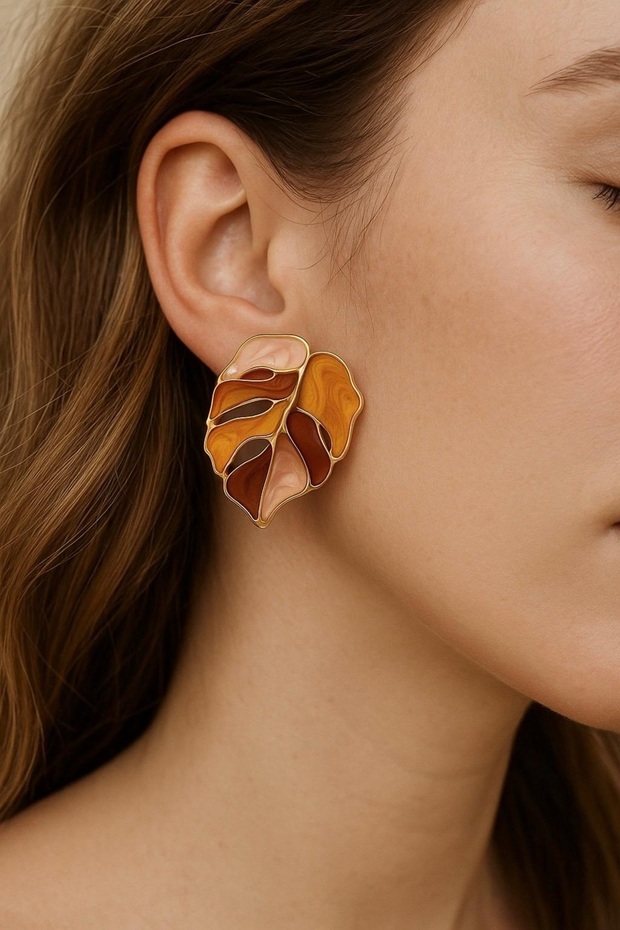Autumn Leaf Earrings | Brass Plating