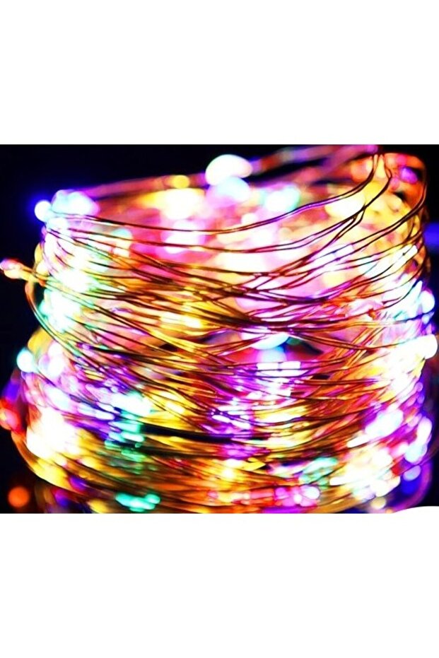 Christmas light string, 2 m, 20 LEDs, multicolor, 8‑function remote, USB, copper wire - 1