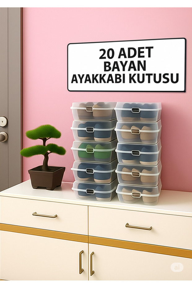 20 Adet Şeffaf Ayakkabı Kutusu - 3