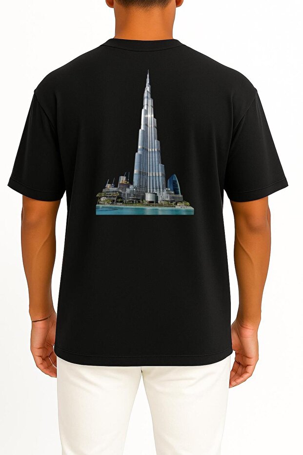 Oversize Burj Khalifa, Dubai Back Design Unisex T-Shirt
