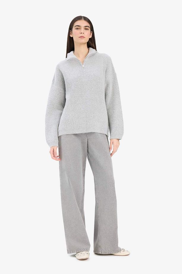 Relax Fit Yarım Fermuarlı Triko Kazak F3897AX25WN - 2