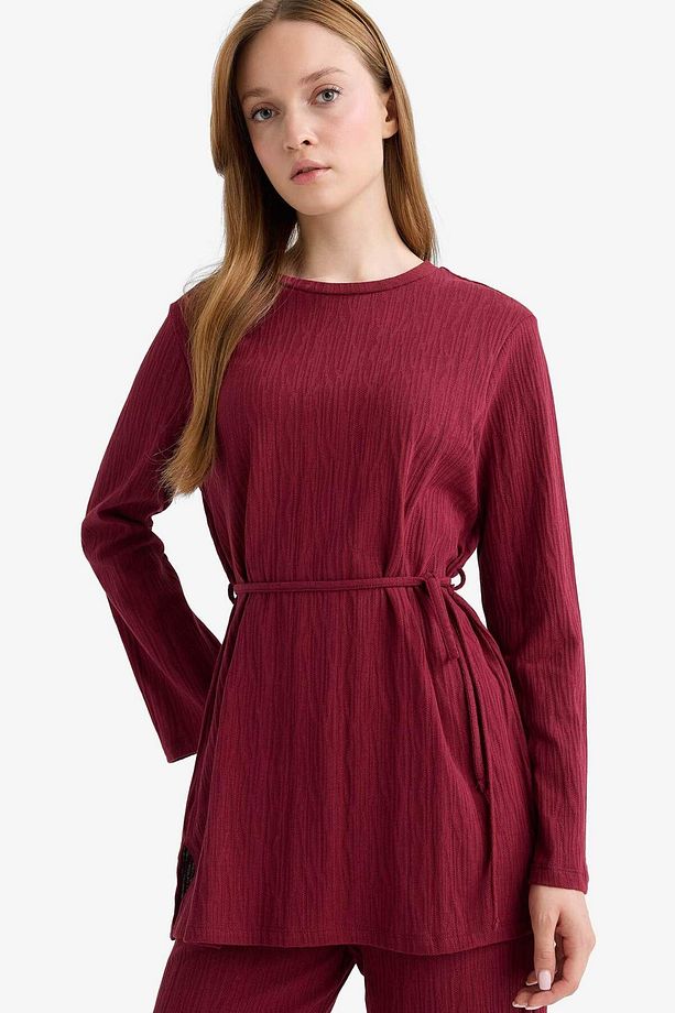 Regular Fit Bisiklet Yaka Bağlamalı Uzun Kollu Tunik F5369AX25AU - 1