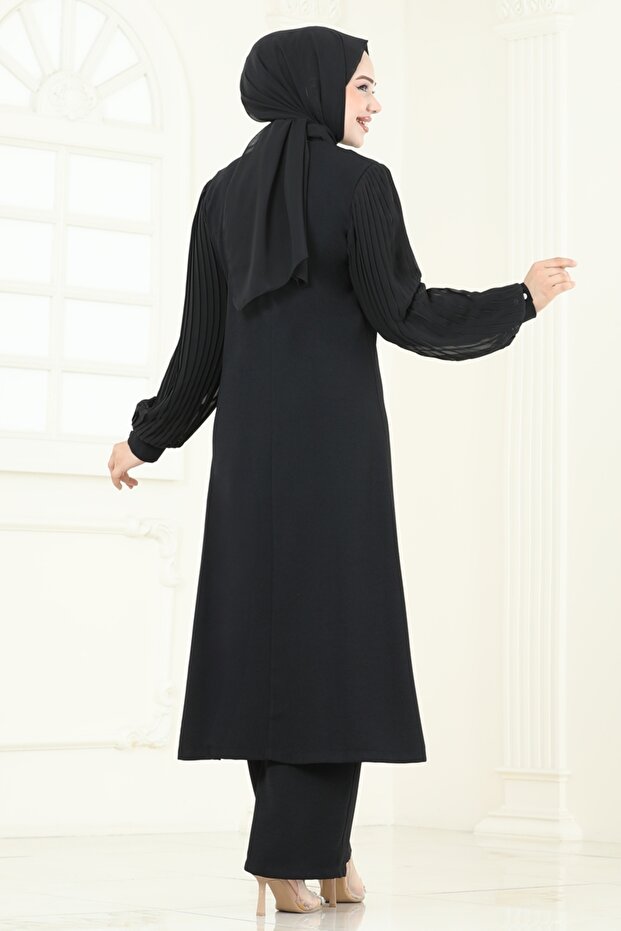 Yırtmaç Detaylı Şık Takım 8058ABK1075-MS Siyah - 5