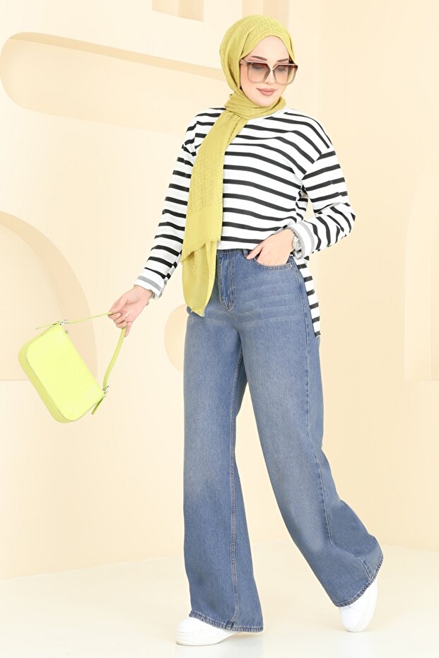 Palazzo Kot Pantolon 11071PGS1067-MS Yıkamalı Kot - 2