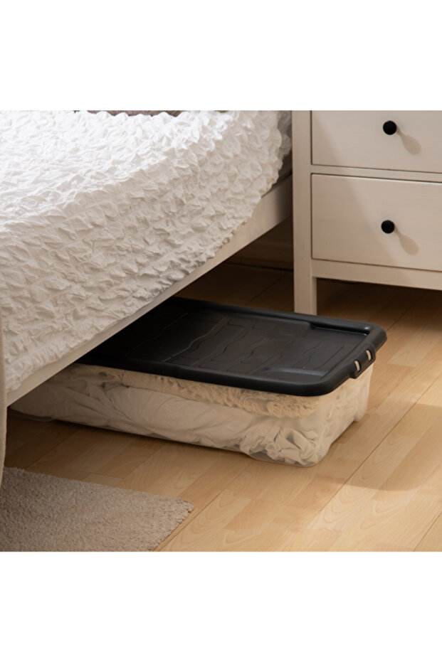 صندوق تخزين قابل للتكديس أسفل السرير مع غطاء سعة 42 لترًا - 5