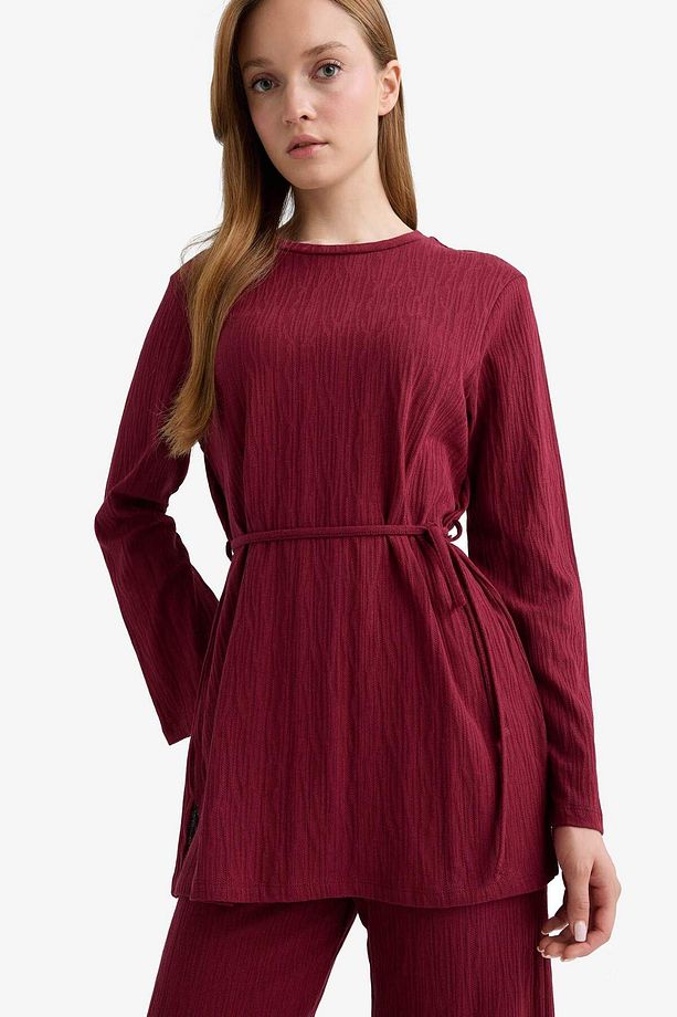 Regular Fit Bisiklet Yaka Bağlamalı Uzun Kollu Tunik F5369AX25AU - 3