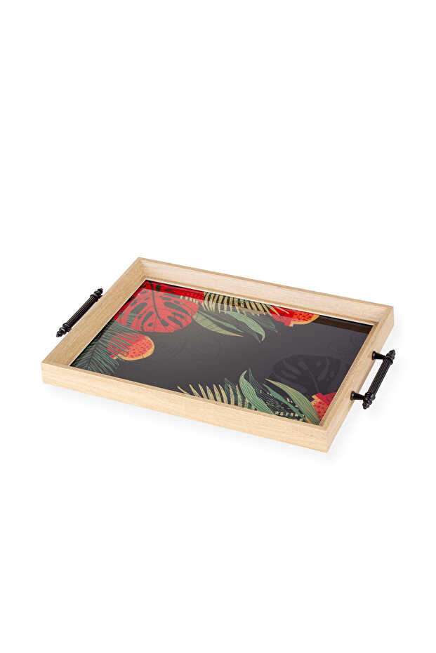 صينية تقديم زجاجية للشاي والقهوة مستطيلة من لوما مقاس 31 × 45 سم - 1