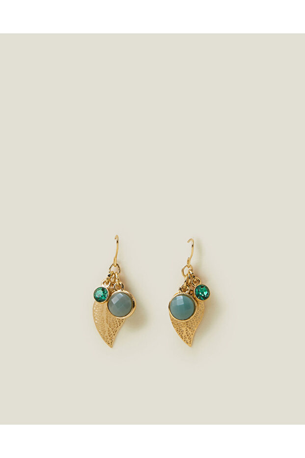 Taşlı Yaprak Küpe - 3