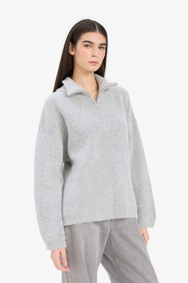 Relax Fit Yarım Fermuarlı Triko Kazak F3897AX25WN - 4
