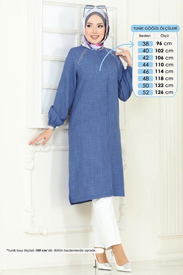 Omzu Taşlı Sofia Tunik 3124HBS856-MS İndigo - 2